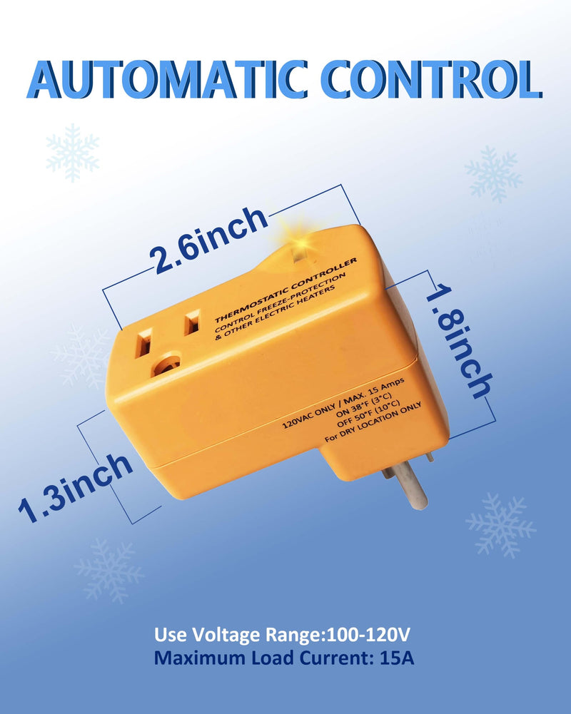 [Australia - AusPower] - MAXKOSKO 2 PCS Freeze Thermostatically Controlled Outlet，Automatically Turn On Below 38 °F and Off Over 50 °F 