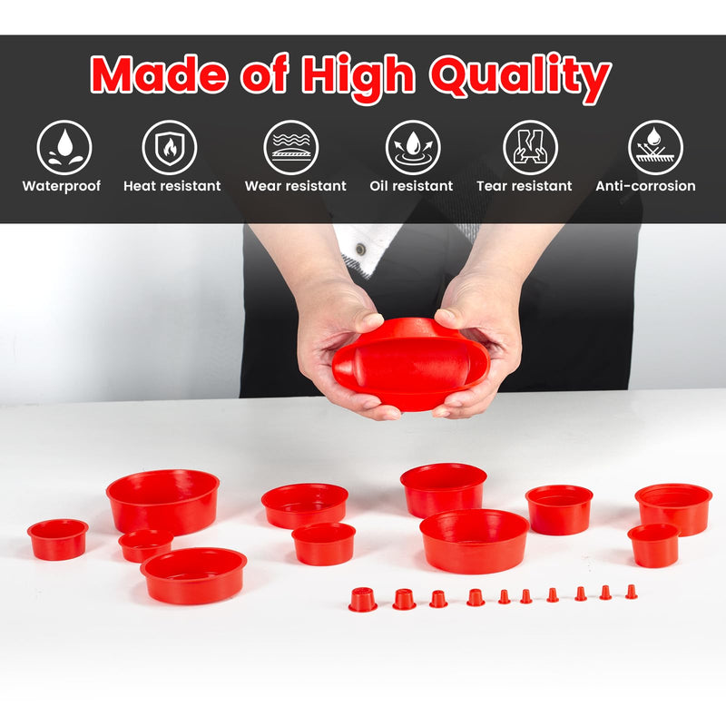 [Australia - AusPower] - GODIAG Automotive Cap Plugs Kit 23 PCS Suitable for Smoke Leakage Testing and Various Automotive Pipeline Openings Automotive Block Cap Plugs Kit for Automotive Smoke Machine Leak Detector, Red 