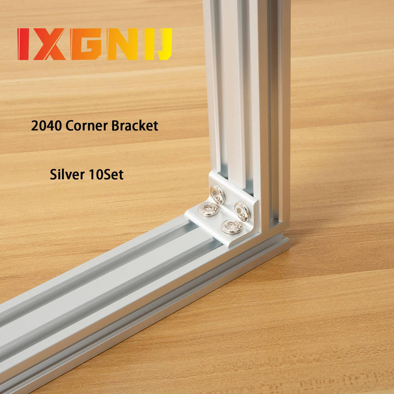 10Set 2040 Corner Bracket Connector for 2040 Aluminum Extrusion Accessories Silver(3625 10Set) 2040 10 Set B