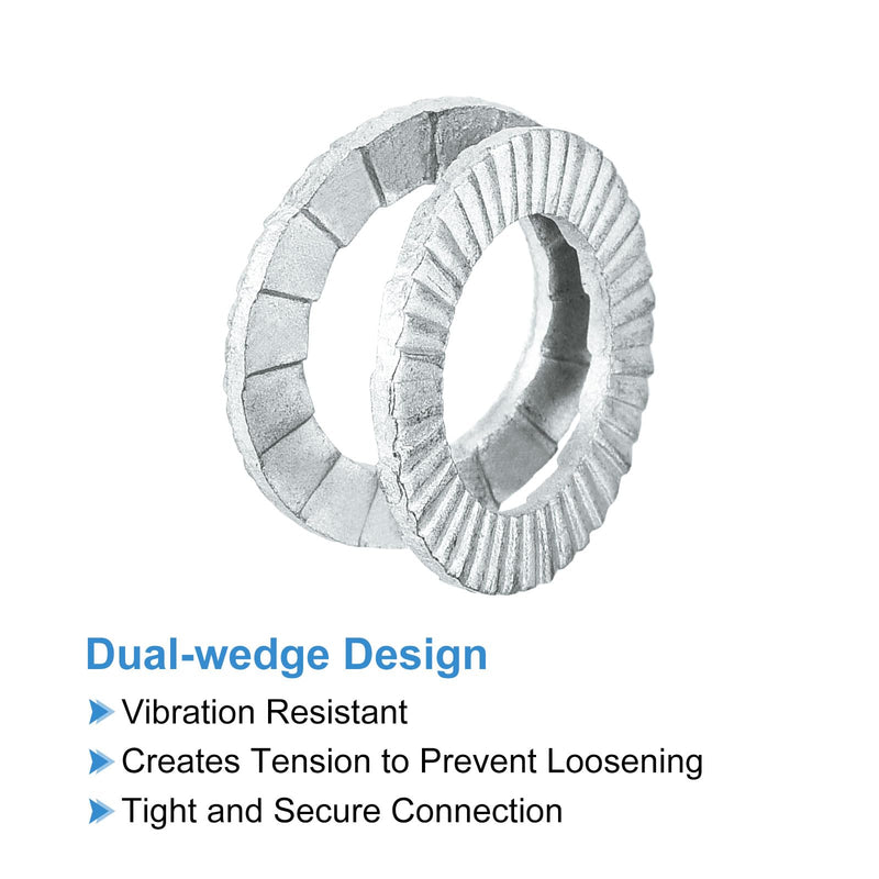 Uxcell Wedge Locking Washers for M8 Bolts, 50pcs Manganese Steel Vibration Resistant Safety Washers 50