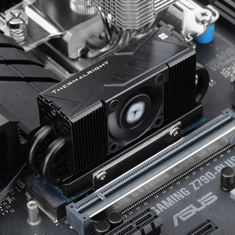 Thermalright HR10 2280 PRO Black SSD Heatsink, Double Sided Heatsink, with Small and Fast PWM Fan, Thermal Silicone Pad for 2280 SSD PC and Computer, Desktop High Performance SSD Cooler