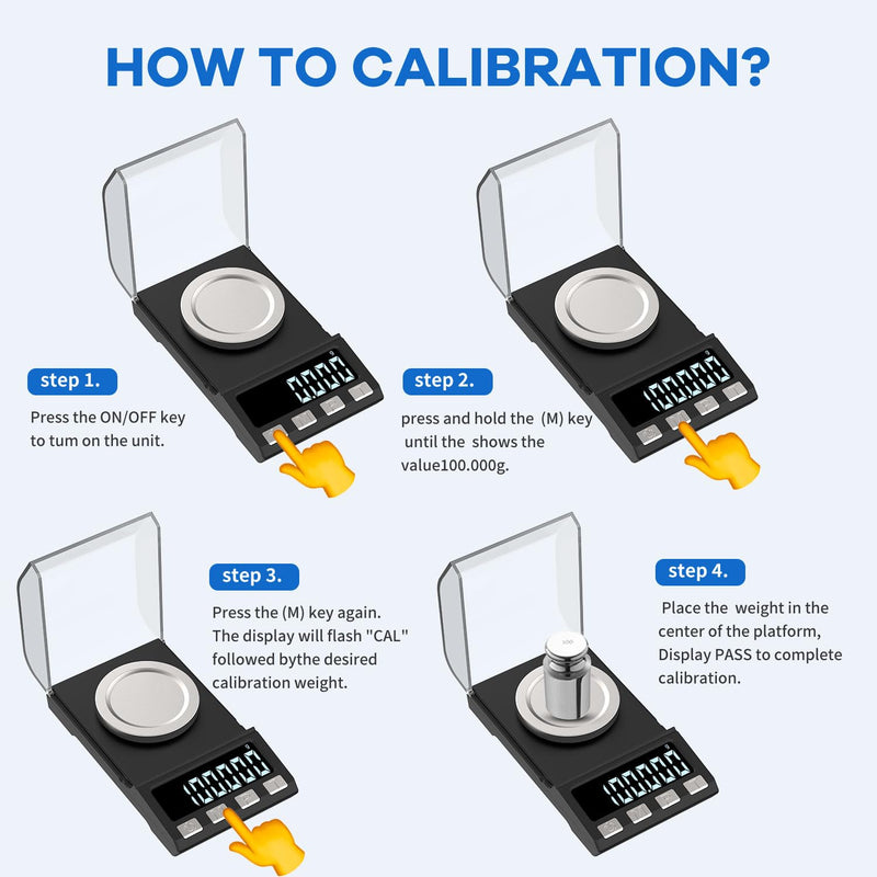 [Australia - AusPower] - Digital Milligram Scale 100g/0.001g rechargeability, High Precision Portable Jewelry Scale, Powder Scale, Micro Scale for Powder Medicine, Gold, Gem, Reloading, Calibration Weight 