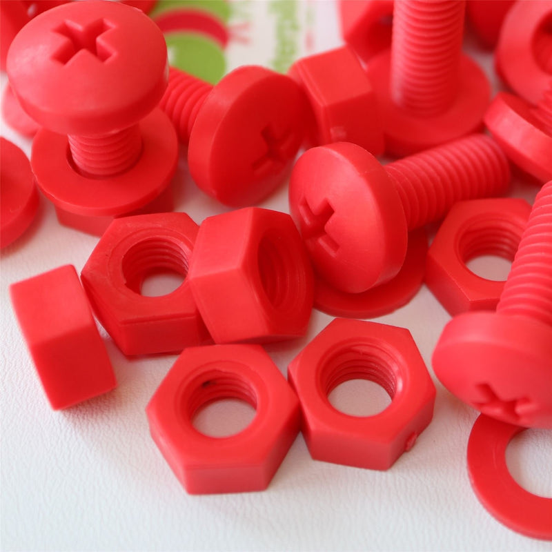[Australia - AusPower] - 20 x Red Pan Head Screws Polypropylene (PP) Plastic Nuts and Bolts, M8 x 20mm, Washers, 5/16 x 25/32 