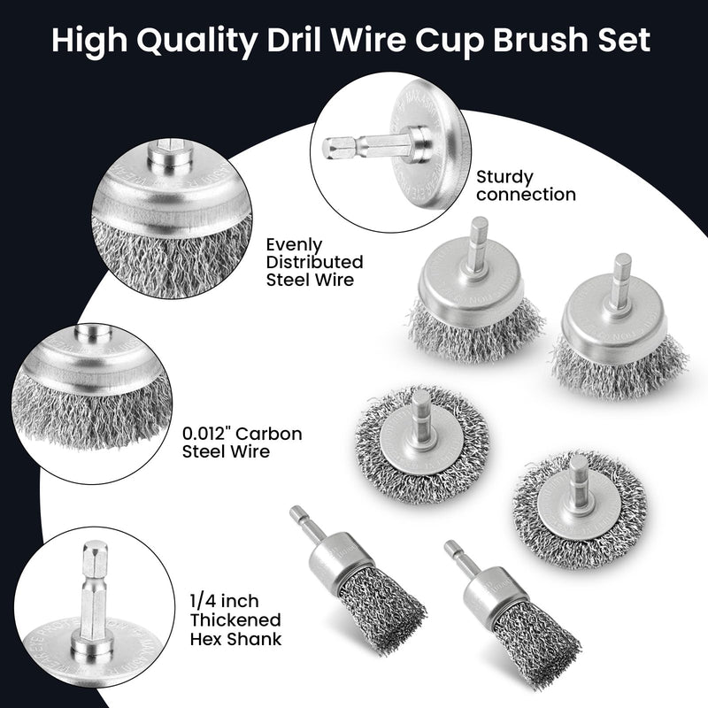 [Australia - AusPower] - 13 Pack Carbon Steel Wire Wheel Brush Set, Wire Brush for Drill, Nylon/Brass/Stainless Steel Bristles Cleaning Supplies Tools Brush for Cleaning Rust, Dirt, Paint Scrubbing, Kitchen, Home 