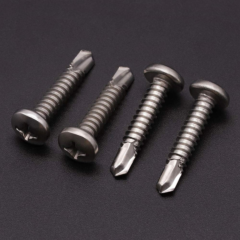 [Australia - AusPower] - #6 x 1" (100 pcs) Pan Head Self Drilling Screws, Phillips Drive Self Tapping Screws, Sheet Metal Screws, 410 Stainless Steel, Full Thread with Drilling Point, No Pre-drilled Needs #6 x 1" 100 