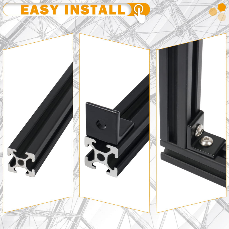 [Australia - AusPower] - KOOTANS 10Set 2020Series 2 Hole 90 Degree Inside Corner Bracket Kit, Black L Corner Bracket for 2020 Aluminum Extrusion Profile 6mm Slot with 20pcs M5 T Nuts, 20pcs M5 Hex Screw, 1pcs Wrench 10pcs 2020 with screws & nuts Black 