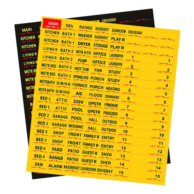 Circuit Breaker Labels, Breaker Box Label, Electrical Panel Labels, Easy Read and Install,Yellow Yellow