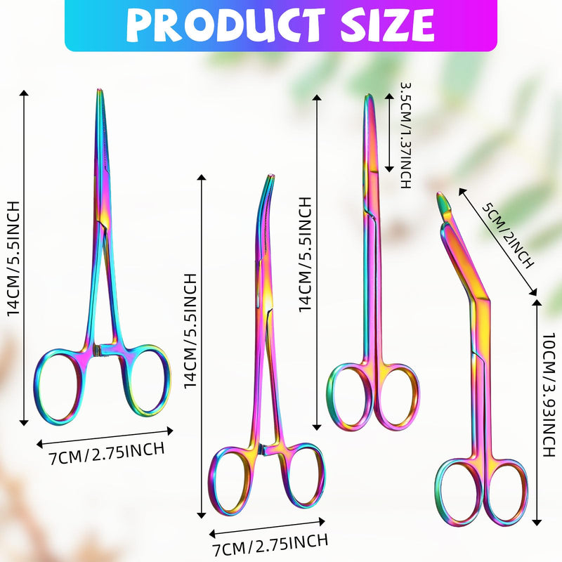 [Australia - AusPower] - BBTO Hemostat Curved and Straight Hemostat Forceps Piercing Pliers Forceps, Stainless Steel Straight and Curved Pliers, Fishing Tweezer(Colorful,4 Pcs) 4 Colorful 