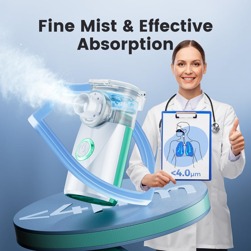 [Australia - AusPower] - Portable Nebulizer, Nebulizer Machine for Adults and Kids,for Breathing Problems,USB Rechargeable,with 3 Nebulizer Masks and Adjustable Nebulization Rate 