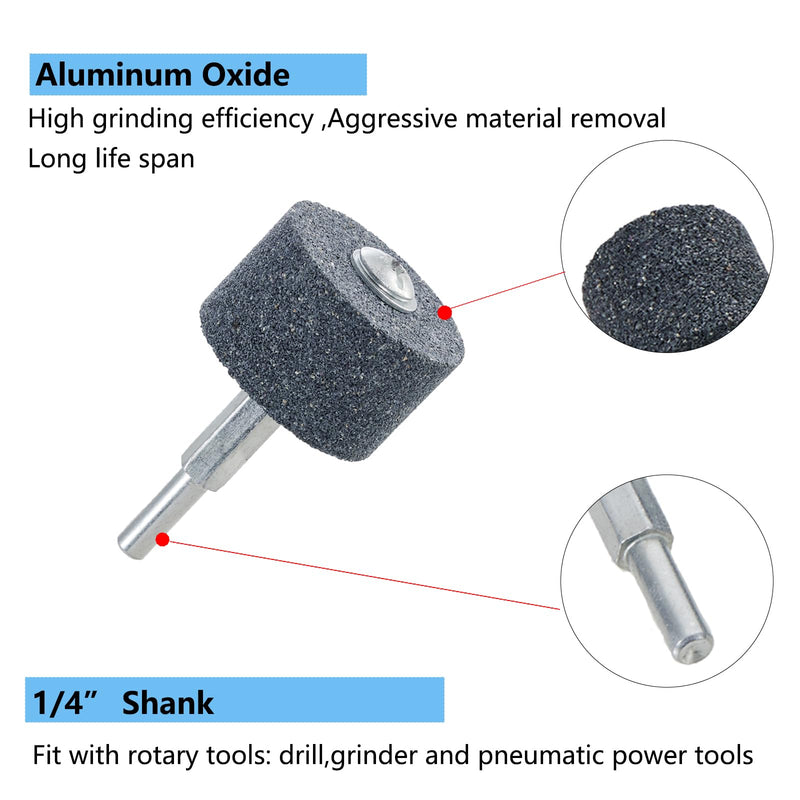 [Australia - AusPower] - 5 Pcs Abrasive Stone Grinding Wheels with 1/4" Shank,1-1/2 inch by 1 inch Aluminum Oxide Mounted Grinding Wheels for Drill, Grinder, Rotary Tools (38mm*25mm) 1.5" * 1" 