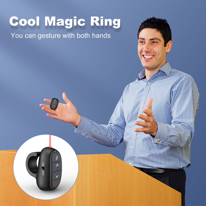 [Australia - AusPower] - Presentation Clicker PowerPoint Wireless Presenter Remote: Laser Pointer Computer Clickers, Hyperlink Finger Ring Project Power Point PPT Clicker for Mac Laptop Office, Slideshow Google Slide Advancer 