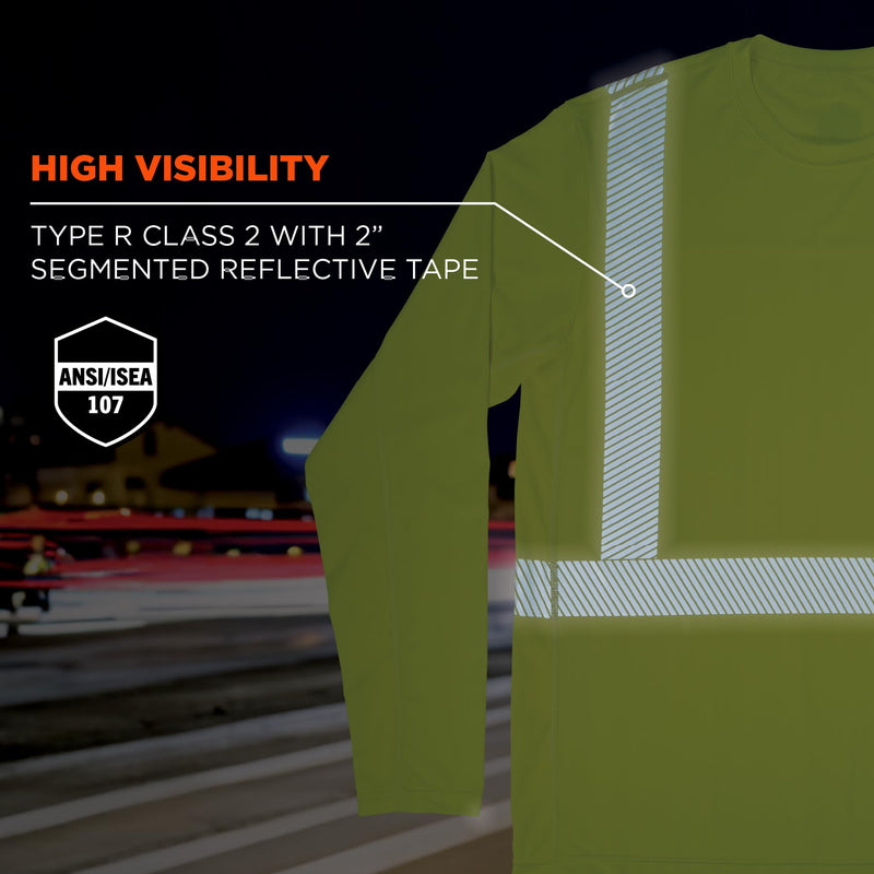 Ergodyne Chill Its 6688 Hi Vis Reflective Shirt, Class 2, Cooling Sun Shirt with UV Protection Lime 3X-Large