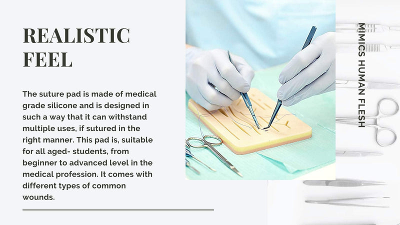 [Australia - AusPower] - Suture Practice Kit for Medical and Vet Students, Complete Real Skin Feel Open Surgical Complete Suture Training Set Silicone suturing pad Practice kit Model for Medical Student 