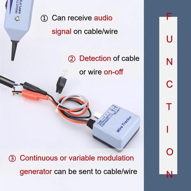 [Australia - AusPower] - Network Cable Tracing Tester Kit Audio Adjustable Induction Amplifier Cable Toner Detector Kabel Tracer Toner and Probe kit Circuittesters 