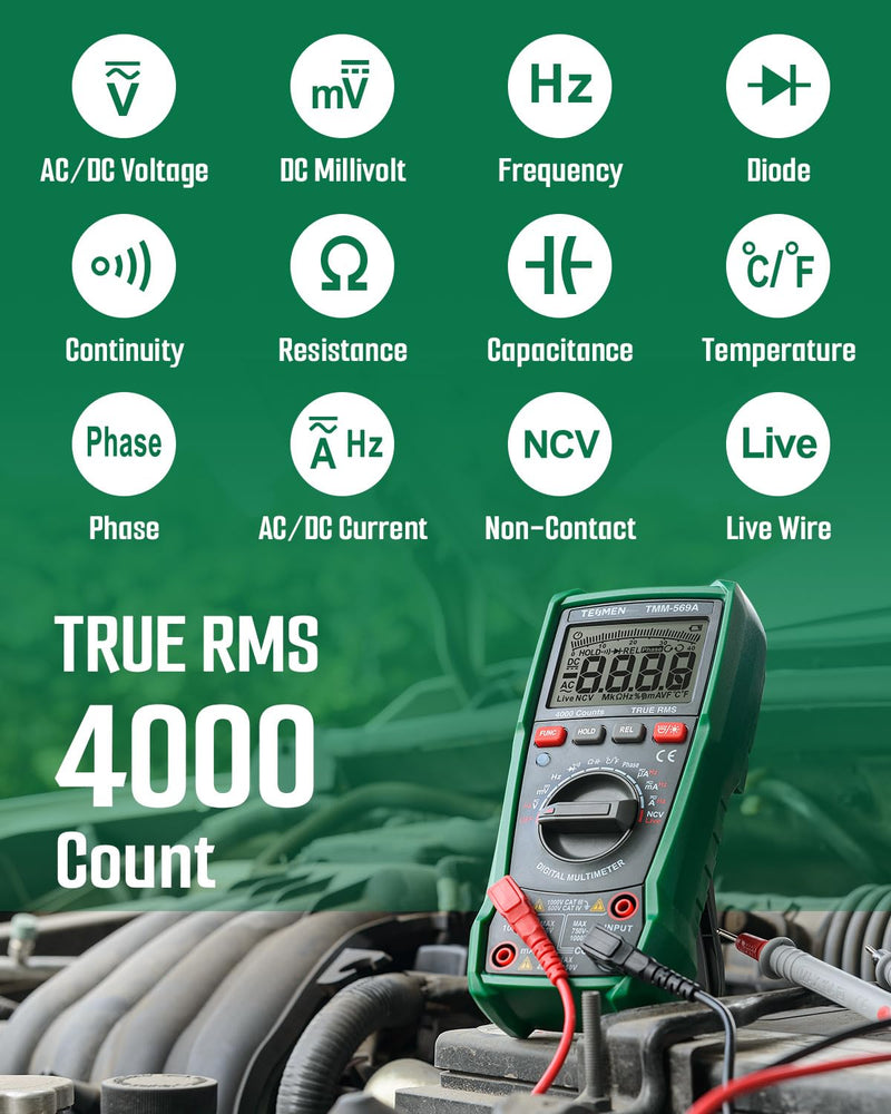 [Australia - AusPower] - TESMEN TOE-100BMAX GFCI Outlet Tester & TMM-569A Digital Multimeter Bundle, Professional Electrical Kit for GFCI Test, Voltage, Current, Resistance, Continuity, Capacitance, and Temperature 