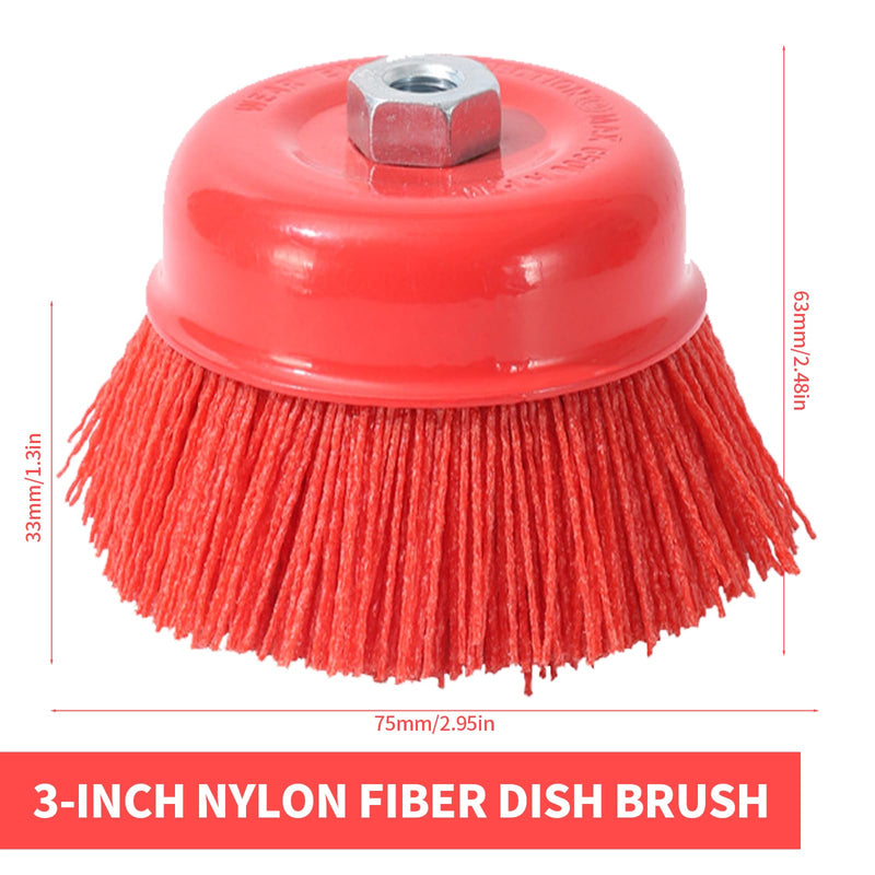 [Australia - AusPower] - Pack of 2 Nylon Cup Brush, Nylon Brush, 75 mm Wire Brush, Drill Brush, Angle Grinder, Cup Brushes, Internal Thread M14 for Removing Rust, Corrosion, Metal Polishing Cleaning 