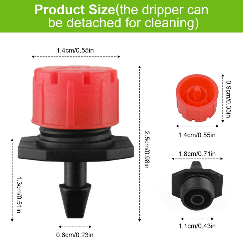 [Australia - AusPower] - Kalolary 200Pcs Adjustable Irrigation Drippers, 1/4 Inch Barbed Drip Emitter 360 Degree Watering Sprinklers Anti-Clogging Drippers for 4mm/7mm Garden Watering System?Red? 200Pcs Red 