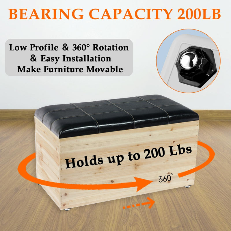 [Australia - AusPower] - 4Pcs Ball Bearing Rollers, 360º Rotation Universal Ball Casters, 200Lbs Self Adhesive Mini Caster Wheels for Trash Can, Storage Box, Small Furniture 1.46 x 0.9" 4 