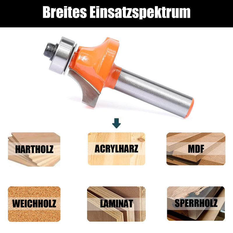 [Australia - AusPower] - AKYLIN Rounding Cutter 8 mm Shank, 6 Pieces Round Over Cutter Bits Radius 2-3-4-5-6-8, Quarter Bar Cutter Edge Cutter Set with Ball Bearings Round Edge Cutter Wood Cutter Tool Woodworking Set 6-tlg Abrundfräser Set 8 mm shaft 