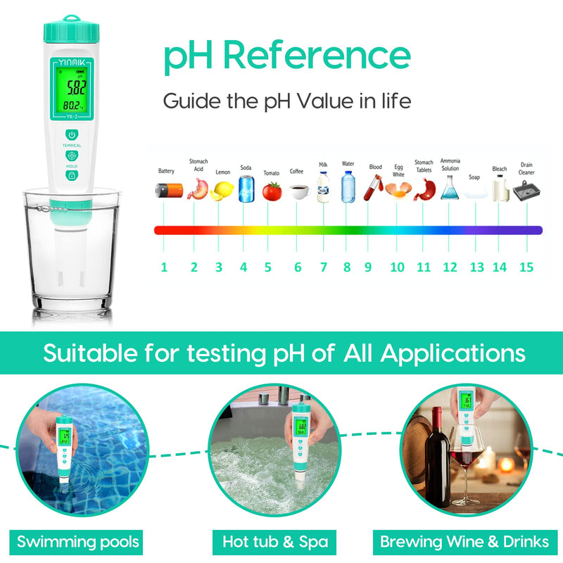 [Australia - AusPower] - YINMIK pH TDS Test Kit, Digital pH EC Tester for Hydroponic Drinking Water 