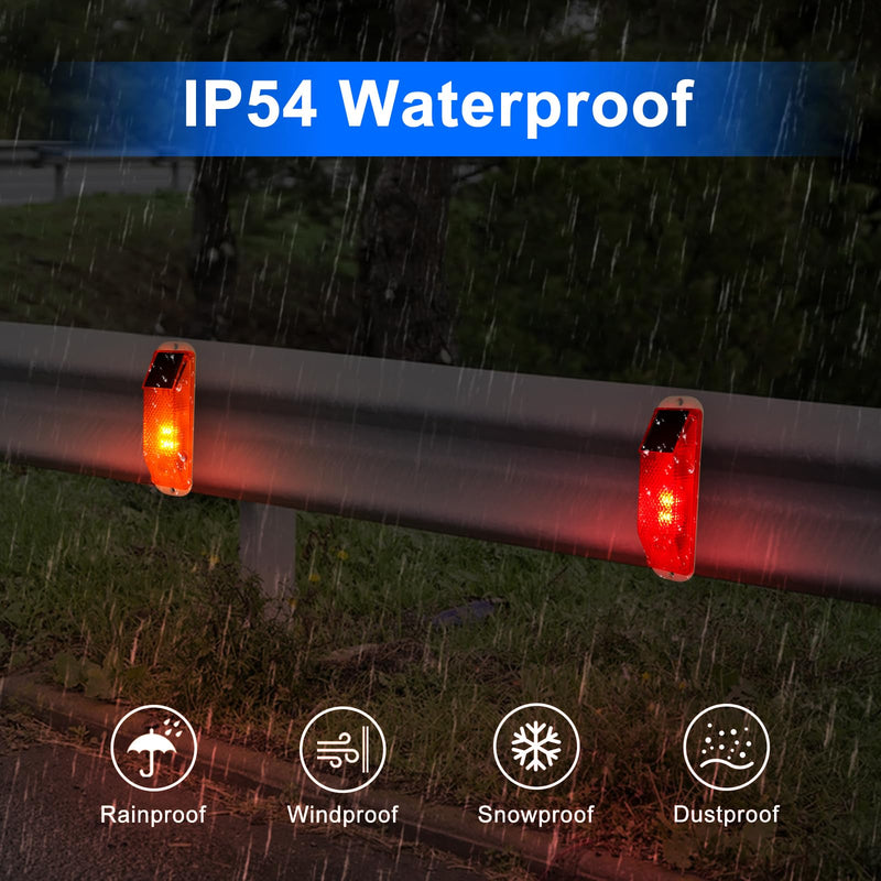 [Australia - AusPower] - Aolyty Solar Warning Lights, Bright Solar Strobe Lamp Strong Magnetic Base, Waterproof LED Beacon Safety Light Outdoor 4 Pack for Vehicle, Construction Site, Barricade, Driveway, Dock (Red) Red 