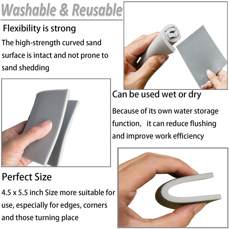 [Australia - AusPower] - 10 PCS 2000 Grit 4.5 x 5.5 Inch Sanding Sponge Set, Wet or Dry Hand Sanding Sponges Sheet, Flexible Soft Foam Sand Block for Drywall, Corner Contour, Metal Wood 