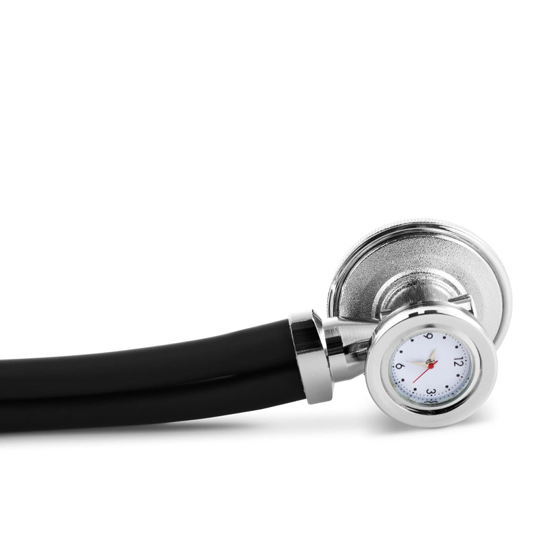 [Australia - AusPower] - Primacare DS-9298 Black Medical Clock Stethoscope with Analog Watch, 22" Tubing Convertible Regular Sprague Rappaport Stethoscopes, First Aid Emergency Essential Kits with Headset 