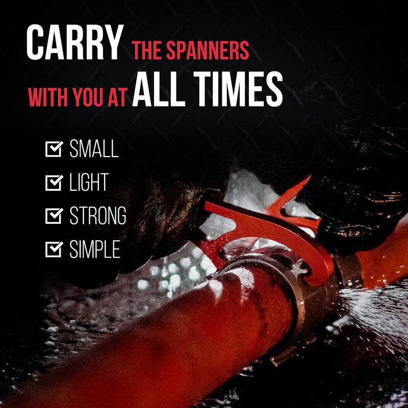 Motis - Firefighting Mini Spanners, Lightweight & Portable Spanner Wrench, Must Have Firefighter Tools, Red, 2-Pack