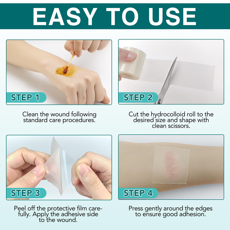 Hydrocolloid Roll 2 in x 12 ft, Cut to Size Skin Protection Tape, Anti Friction Barrier for Feet Heel Toes, Waterproof Flexible Adhesive for Shoe Rubbing, Walking Running Hiking Foot Care