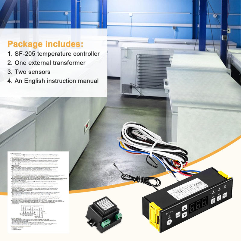 [Australia - AusPower] - Electronic Temperature Controller 110V Digital Display Refrigerator Temperature Controller, SF-205 Temperature Thermostat with Defrosting Function, Equipped with External Transformer 