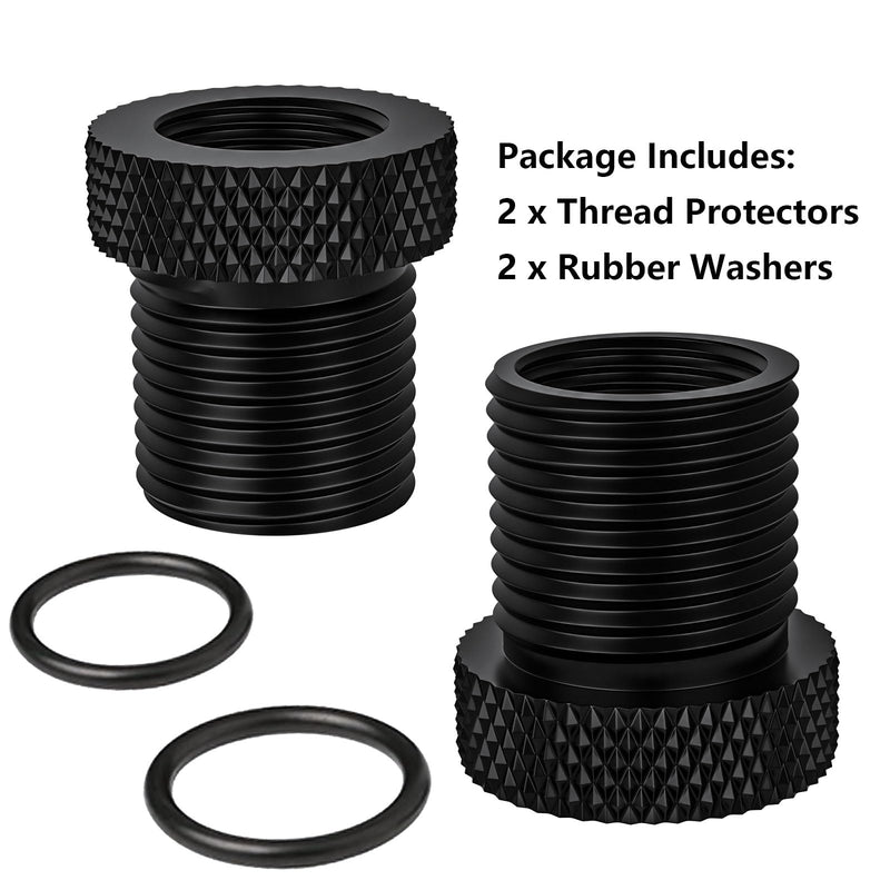 [Australia - AusPower] - 2 Pack Thread Adapters and Washers，1/2x28 to 3/4x16 Steel Thread Protector with Rubber Washer (Black) (1/2x28-3/4x16) 1/2x28-3/4x16 