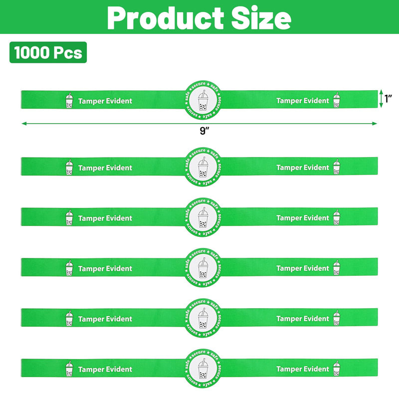 1000 Pcs Tamper Proof Stickers for Drink Lids, 1x9 Inch Stickers for Cups, Tamper Evident Cup Stickers Seal, Tamper Tape for Food Delivery Coffee Milk Tea Ice Cream Safety Labels