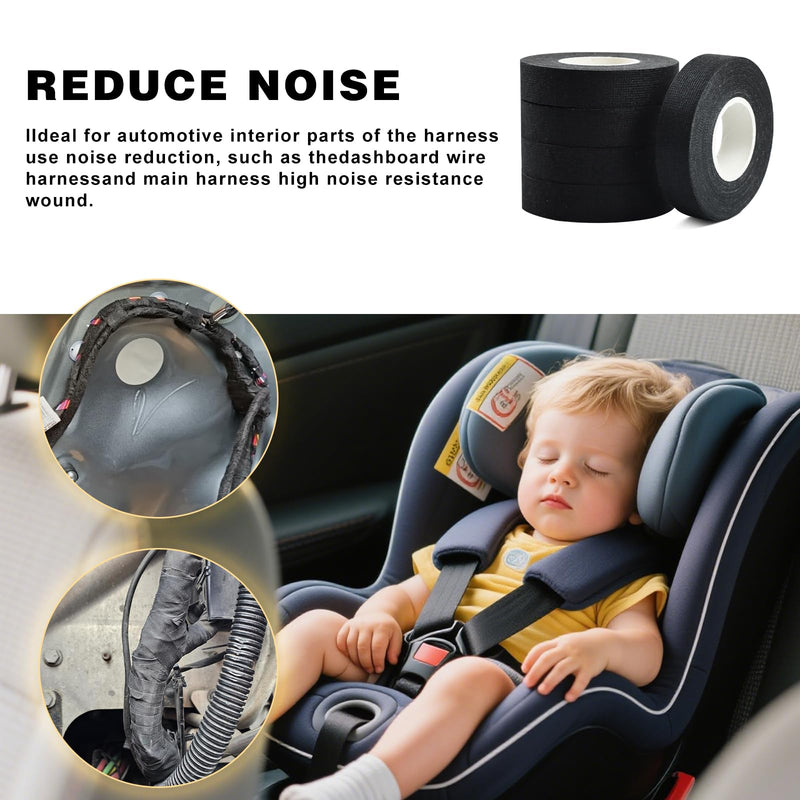 Wire Harness Tape,High Temp Self-Adhesive Felt Cloth Electric Tape for Engine Bay Wire Loom, Noise Reduction & Protection, 3/4 inch x 50 FT, 10 Rolls