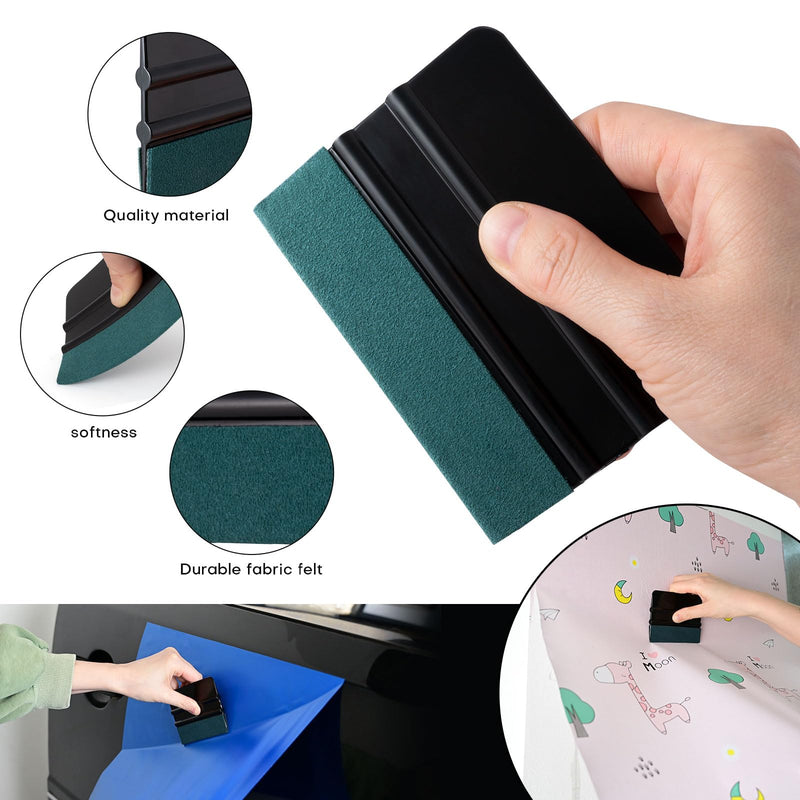 NEWISHTOOL Vinyl Wrap Tool with 50M / 164Ft Knife Less Cutting Tape, Anti-Cut Finger Cots, Felt Squeegee, Micro Trimming Squeegee and Razor Blade Knife for Car Wrapping, Film and PPF Installating