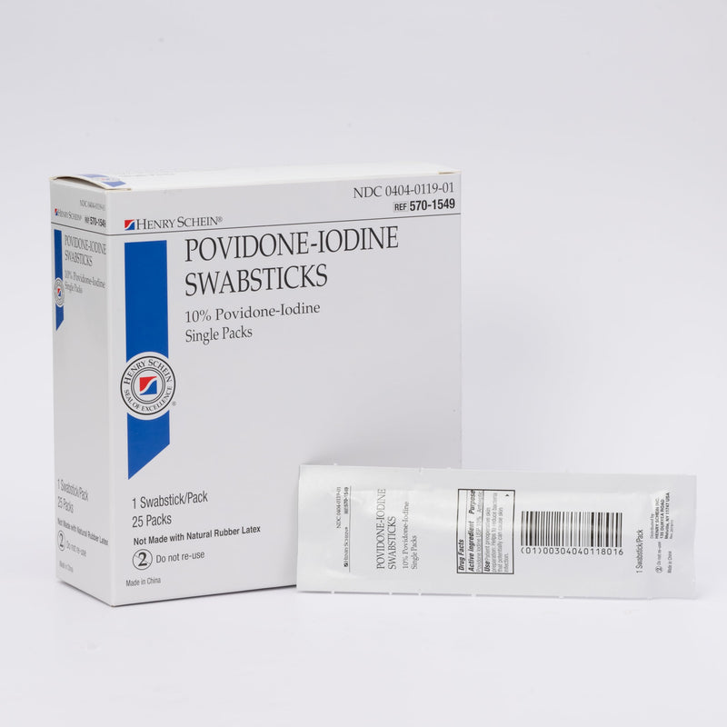[Australia - AusPower] - Prep Povidone-Iodine Swabsticks 1's- Individually Packed, Sterile, Antiseptic for Skin Preparation, 10% Povidone-Iodine- 25/BX 