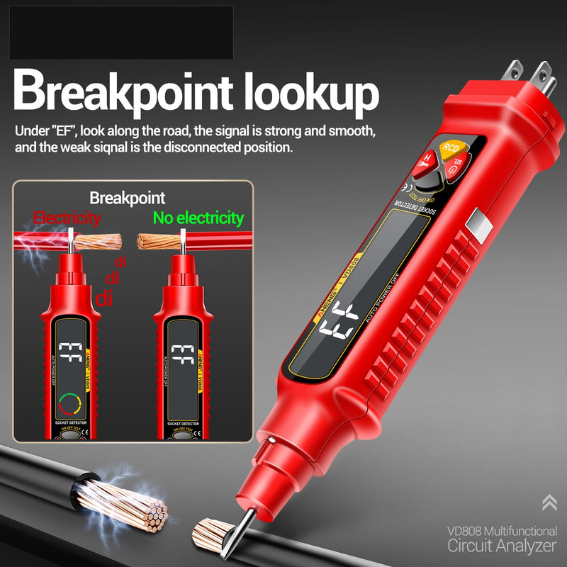 [Australia - AusPower] - Circuit Breaker Finder Tool Set 2-in-1 - Outlet Locator, Breaker Detector & Circuit Tracer for Quick Circuit Identification & Troubleshooting (No Batteries Included) (red) Red 