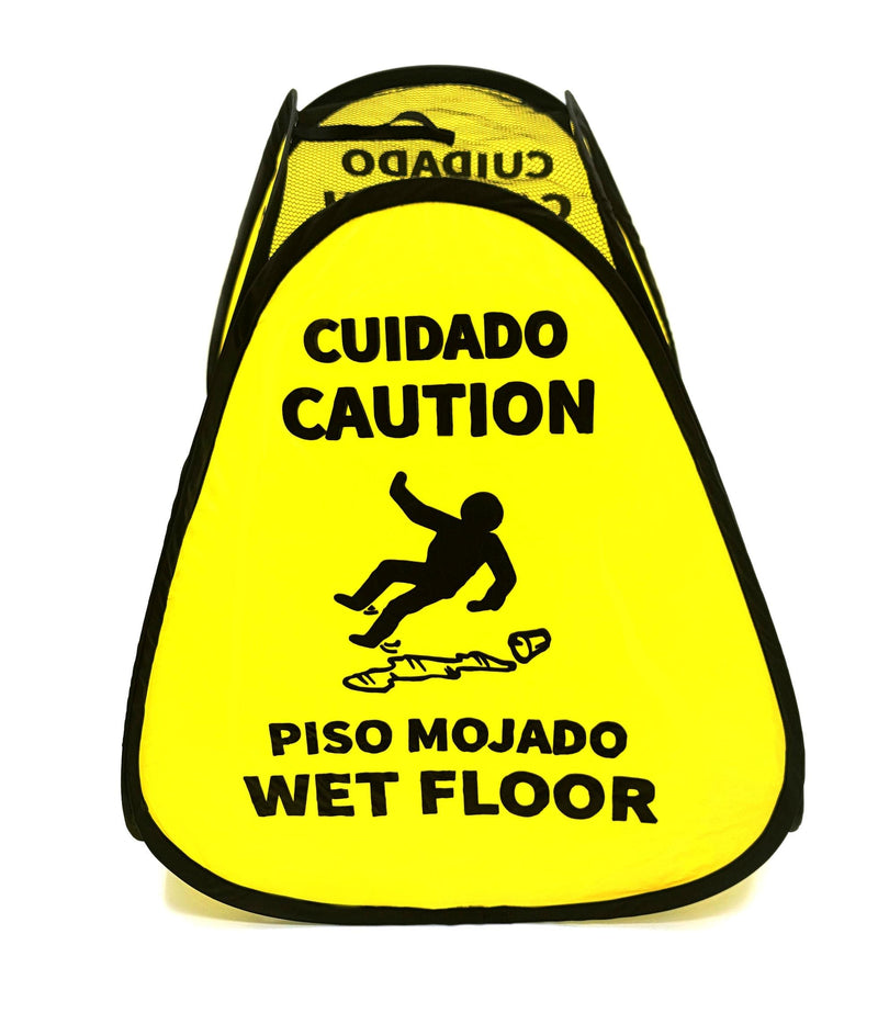 [Australia - AusPower] - Kraken Sign Co - EXTRA LARGE Pop-up Signs, Yellow 4-Sided English/Spanish Warnings, Pop-up Caution Wet Floor Sign 25 inch for Restaurant, Commercial and Industrial Safety (2 Pack) 2 Pack 