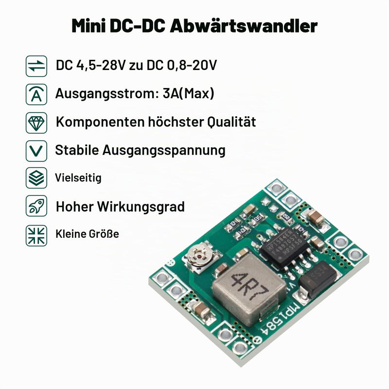 Pack of 10 Mini Step Down Converter Module, QIQIAZI DC-DC Buck Converter MP1584EN 4.5-28V to 0.8-20V DC-DC Converter Module, 24V to 12V 9V 5V 3V Step Down Adjustable Converter