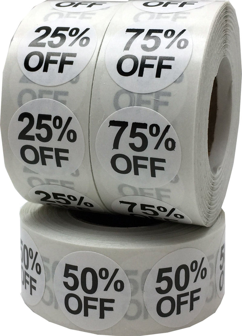 % Off Stickers Bulk Pack Labels 0.75 Inch 500 Per Roll 1,500 Total Labels for Retail Stores