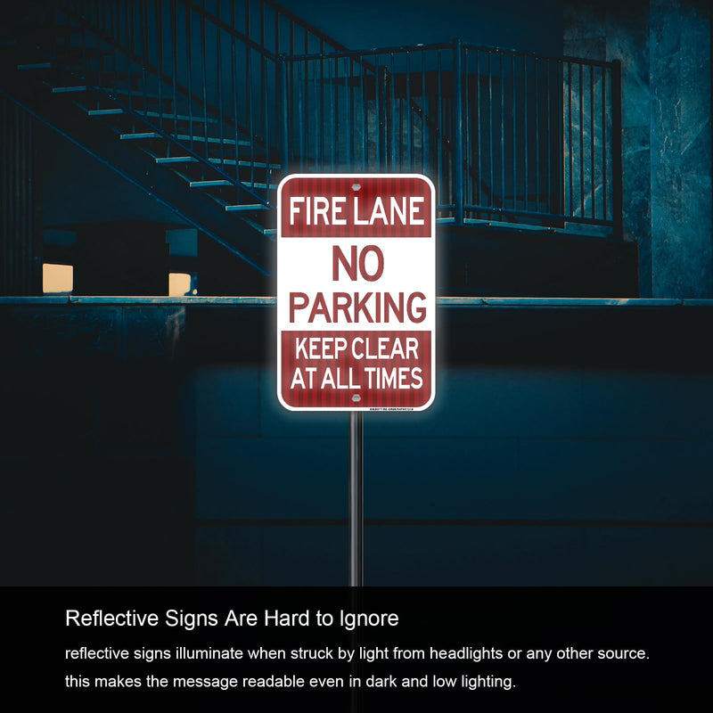 Fire Lane No Parking Sign, 2 Pack 18"x12" Fire Lane Keep Clear Signs, Rust Free Weather Resistant Aluminum, Waterproof, Durable Ink, Easy to Mount Indoor or Outdoor-By DIESOTT