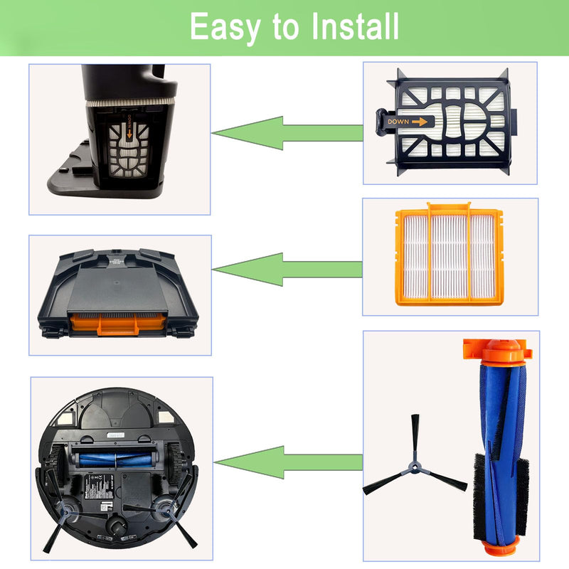 [Australia - AusPower] - Replacement Parts for Shark AV2610WA RV2610WA Matrix Plus 2- in-1 Robot Vacuum Cleaner,1 Main Brush,3 Filters,3 Mop Pads,6 Side Brush,1 Pre Filter,1 Roller Cover,1 Filter&1 Pre-Motor Foam&Felt Filter RV2610WA Parts 
