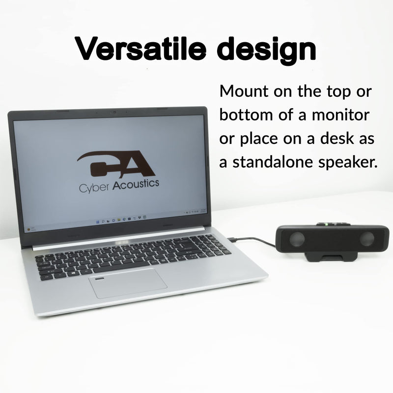 [Australia - AusPower] - Cyber Acoustics USB Speaker Bar (CA-2890) – Stereo USB Powered Speaker, Easily Clamps to Monitor, Convenient Controls 