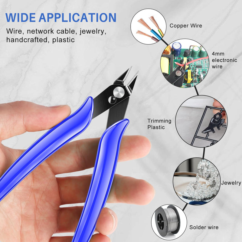 [Australia - AusPower] - NICE-POWER Wire Cutters, 5 Inch Professional Pliers Cutter Electronic Flush Wire Cutter Carbon Steel Cutting Nippers for Electrical Jewelry making,Floral art scissors(Blue) Blue ( 1 Pack ) 