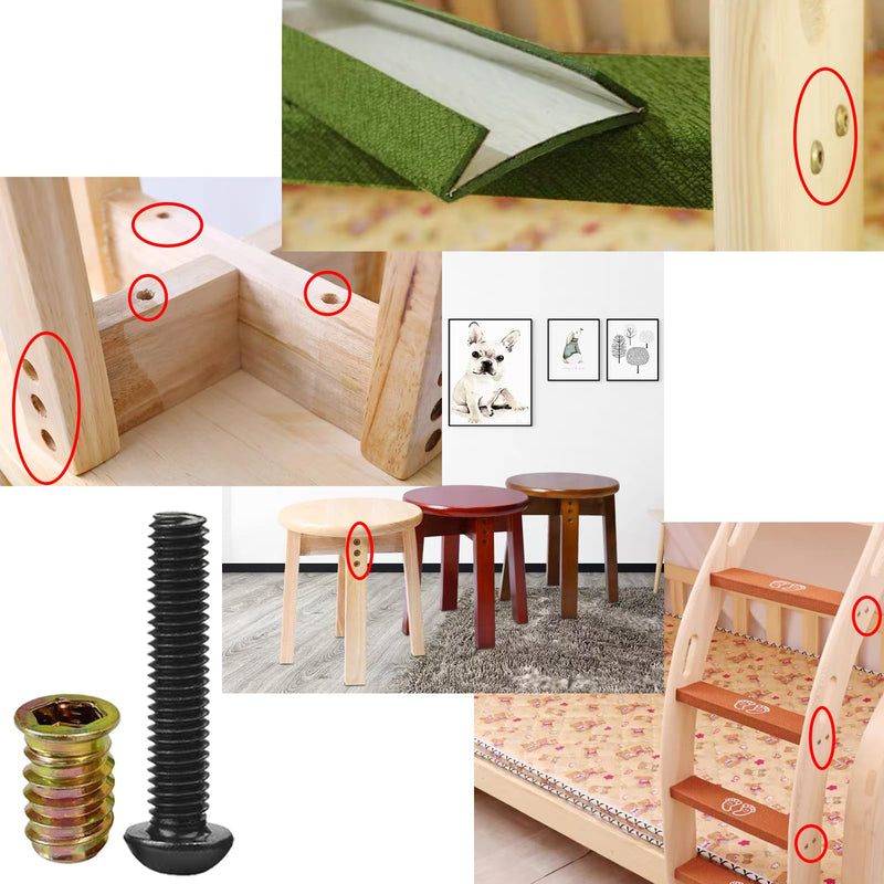 [Australia - AusPower] - 32 Sets 1/4"-20×15mm Wood Inserts/Screw-in Nuts + 1/4"-20×3/4" Bolt with Three-Point Woodworking Twist Drill and 2 Pcs Wrench,Furniture Threaded Bolt Fastener Connector Hex Socket Drive 1/4"-20×3/4" 32 