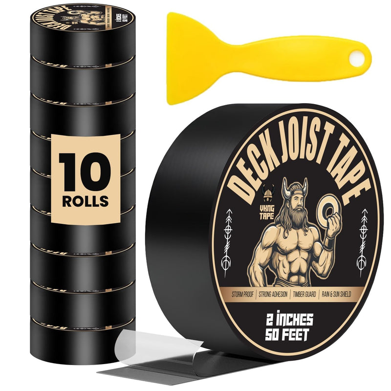 Viking Tape Deck Joist Butyl Tape – Waterproof Joist Protection, 2 Inches x 50 Feet, Strong Adhesion and Timber Guard for Outdoor Deck Builds (10) 10