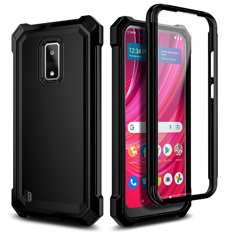 [Australia - AusPower] - Compatible with BLU View 4 (B135DL) / View 2 2023 Case with Tempered Glass Screen Protector, Full-Body Protective Shockproof Rugged Bumper Cover, Impact Resist Case (Black) Black 