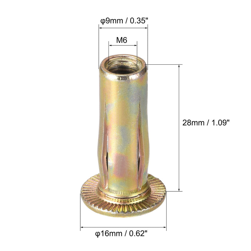 [Australia - AusPower] - uxcell Multi-Grip Rivet-Nut, M6 Pre-Bulbed Shank Carbon Steel Color-Zinc-Plated Flat Head Threaded Insert Nut 30Pcs 
