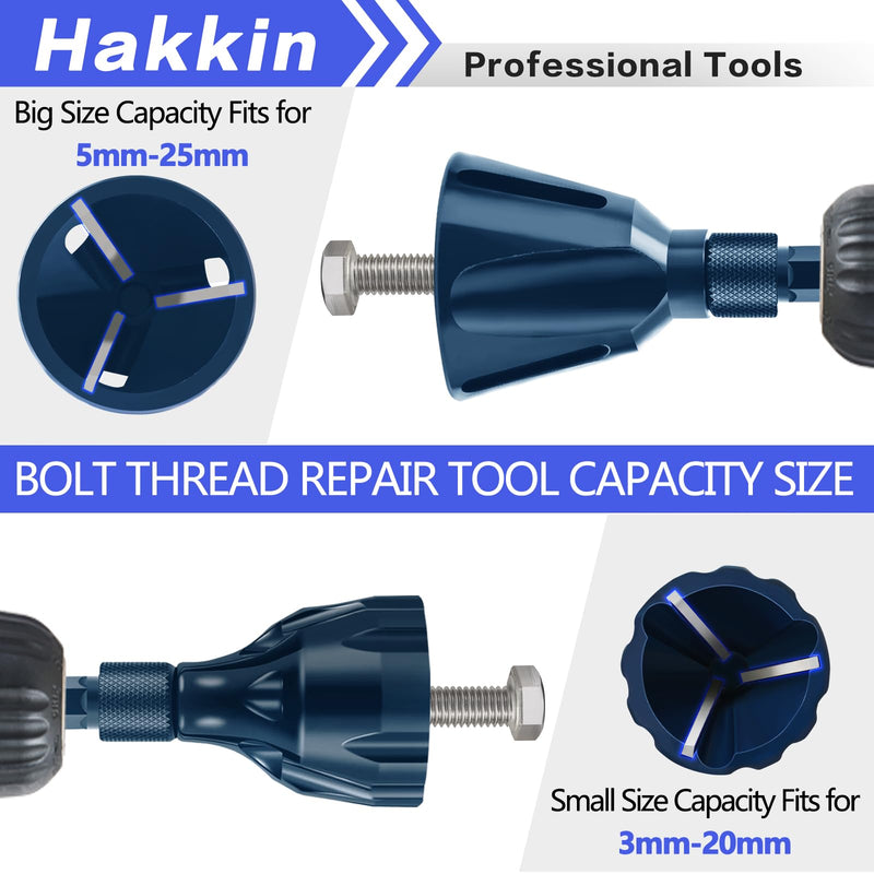 [Australia - AusPower] - 4Pcs Deburring External Chamfer Tool with Tungsten Carbide Blade, Hakkin Bolt Deburring Chamfering Drill Bit Remove Burr Tools, All Thread Deburring Tool with Hex Shank - Fits 1/8" to 1" (3-25mm) A 4Pcs Upgrade (Blue+Black) 
