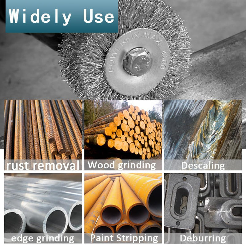 [Australia - AusPower] - Wire Brush for Drill, 3pcs 4 Inch Wire Wheel Brush Cup Set, 0.012 Inch Coarse Carbon Steel Crimped Wire Wheel Brush with 1/4-Inch Hex Shank for Rust Removal, Clean Paint ,Corrosion 3 100mm 
