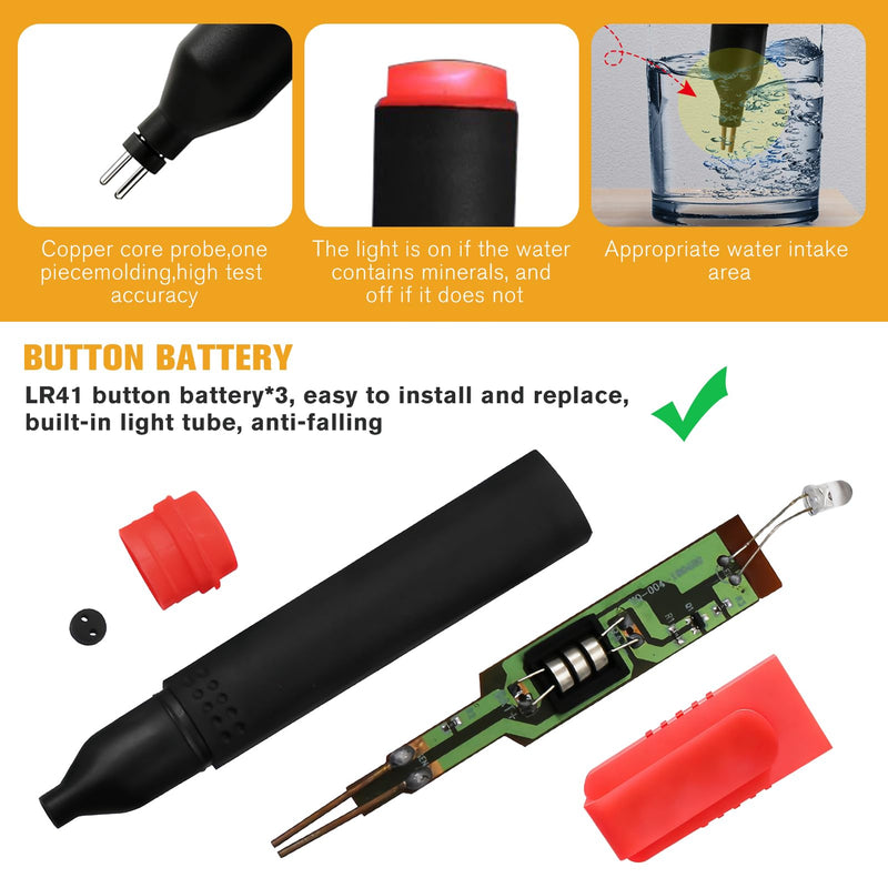[Australia - AusPower] - 1PCS Red Water Quality Test Pen,Conductivity Test Pen,Non-Contact Voltage Tester,Suitable for Water Quality Testing,Ideal for Homeowners, Renters & Electrical Safety 